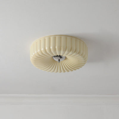 Contemporary Nordic Striped Glass Round LED Flush Mount Ceiling Light For Living Room