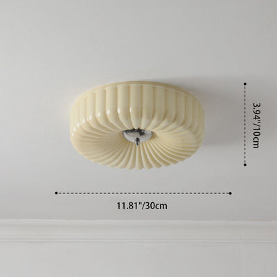 Contemporary Nordic Striped Glass Round LED Flush Mount Ceiling Light For Living Room