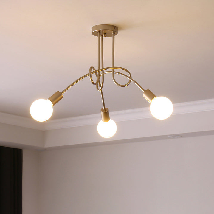Zeitgenössischer kreativer Kronleuchter aus gebogenem Eisen mit 3/5 Lichtern für Wohnzimmer 