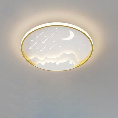 Plafonnier LED en fer météore lune ronde minimaliste moderne pour chambre à coucher 
