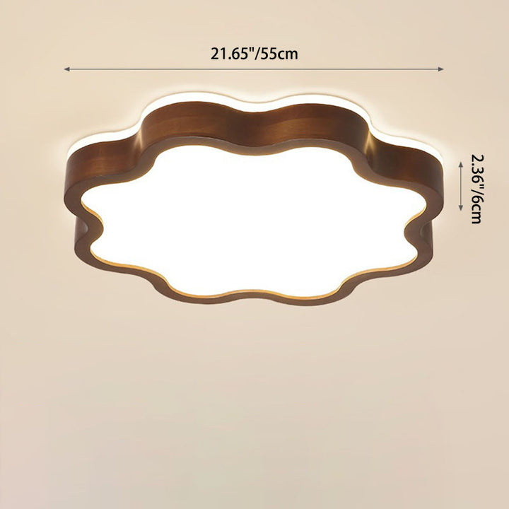Luz de techo LED de montaje empotrado de acrílico y madera en forma de ciruela creativa contemporánea para dormitorio 