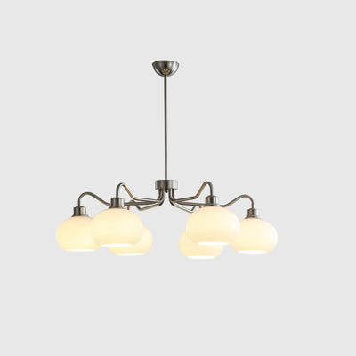 Moderner Mid-Century Persimmon Glasschirm Hardware 6/8-Licht Kronleuchter für Wohnzimmer 