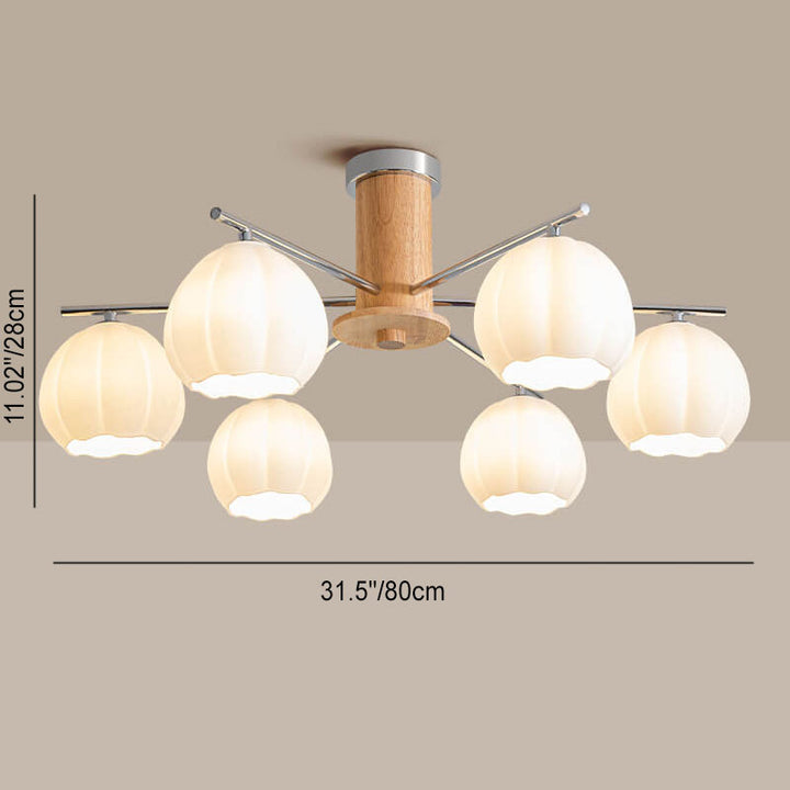 Candelabro de 3/5/6/8 luces con rayas de vidrio y herrajes de madera de simplicidad moderna para sala de estar 