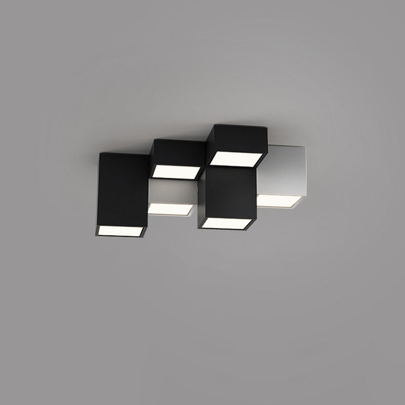 Lustre Plafonnier LED Moderne Minimaliste Cube en Fer et Acrylique pour Salon 