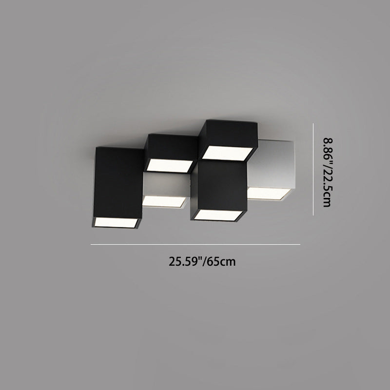 Modern Minimalist Cube Iron Acrylic LED Flush Mount Ceiling Light For Living Room