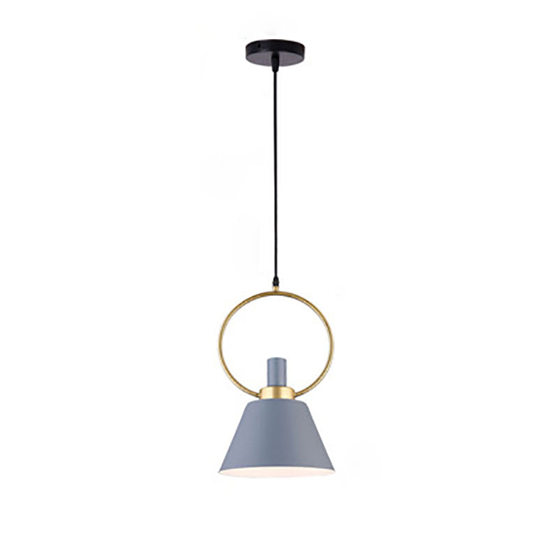 Contemporary Nordic Cone Shade Gold Ring Iron 1-Light Pendant Light For Dining Room