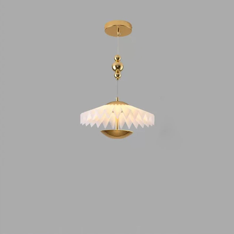 Modern Art Deco Pleated Round Acrylic Iron LED Chandelier For Living Room