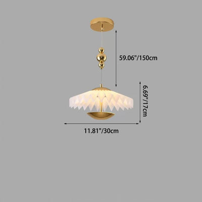 Modern Art Deco Pleated Round Acrylic Iron LED Chandelier For Living Room