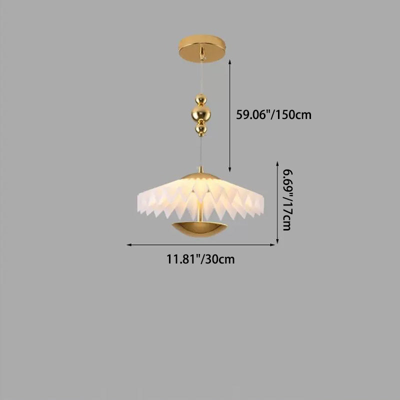 Modern Art Deco Pleated Round Acrylic Iron LED Chandelier For Living Room