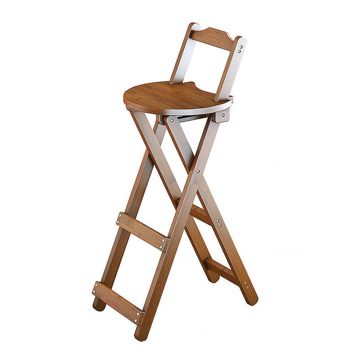 Simplicidad contemporánea Taburete de bar plegable con patas en forma de X de bambú Respaldo bajo Reposapiés para comedor 