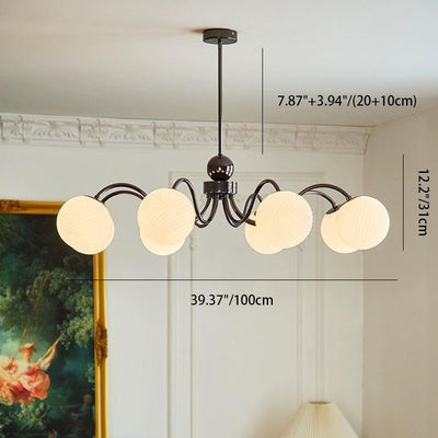 Contemporary Scandinavian Round Ball Iron Glass 3/5/8 Light Chandelier For Living Room