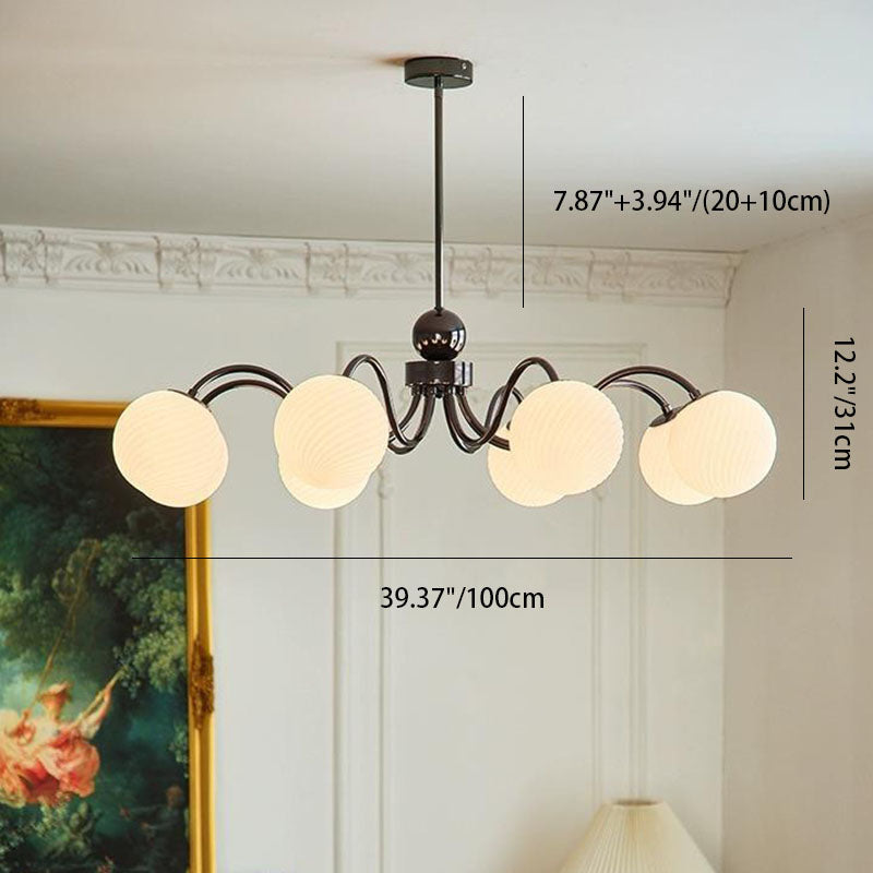 Contemporary Scandinavian Round Ball Iron Glass 3/5/8 Light Chandelier For Living Room