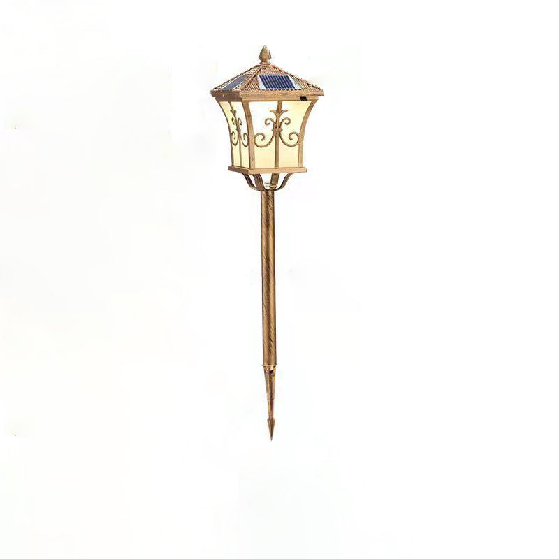 Traditional Chinese Solar Waterproof Aluminum Iron Glass Column LED Landscape Lighting Outdoor Light For Garden