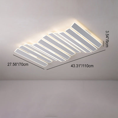 Zeitgenössische Einfachheit Acryl gestreifte Fischgrätenform LED Unterputz Deckenleuchte für Wohnzimmer 