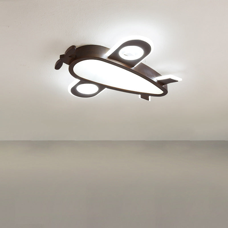 مصباح سقف للأطفال عصري بإضاءة LED من الأكريليك على شكل طائرة نحلة كرتونية بتصميم خشبي إبداعي لغرفة المعيشة 