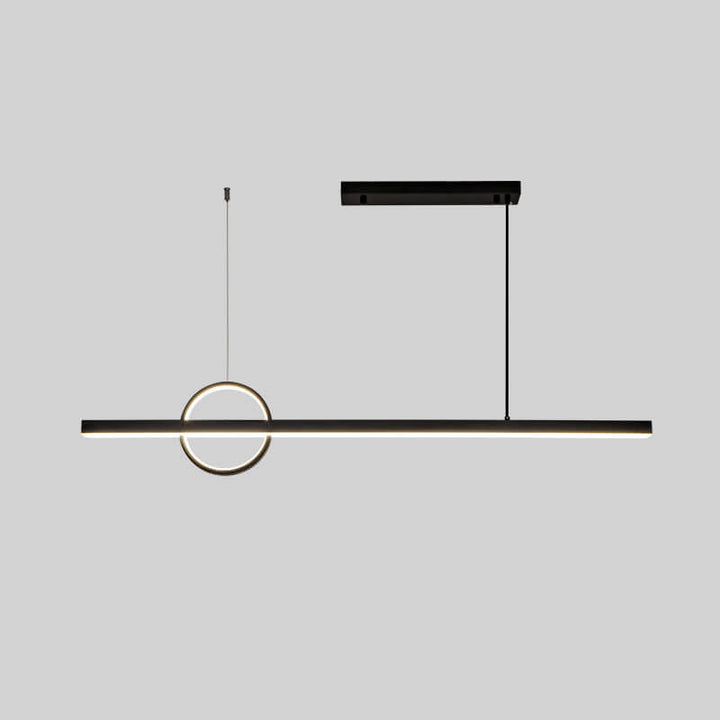 Lámpara colgante LED para isla de cocina de acrílico y cobre con diseño moderno minimalista de líneas y círculos para sala de estar 
