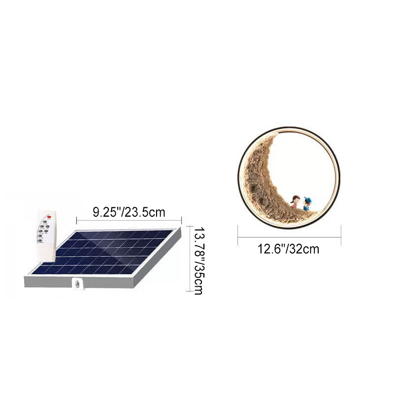 Lámpara de Aplique de Pared Exterior LED Solar de Luna de Aluminio Creativa Contemporánea para Patio Exterior 