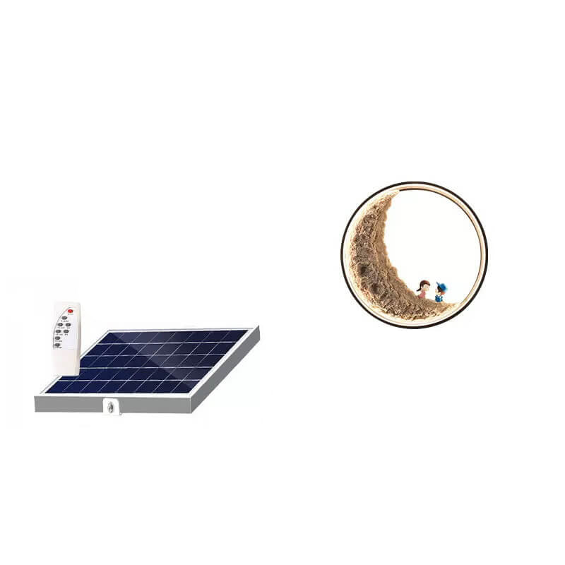 Lámpara de Aplique de Pared Exterior LED Solar de Luna de Aluminio Creativa Contemporánea para Patio Exterior 