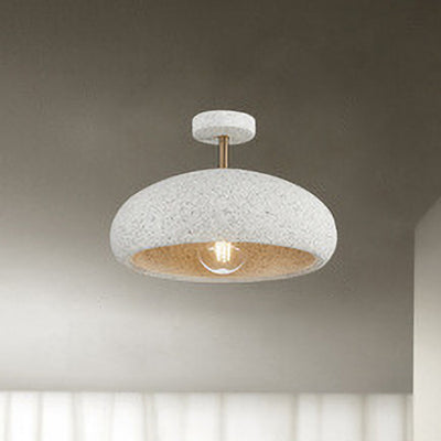 Moderne minimalistische ovale Gips-Eisen 1-Licht Semi-Flush-Montage Deckenleuchte 