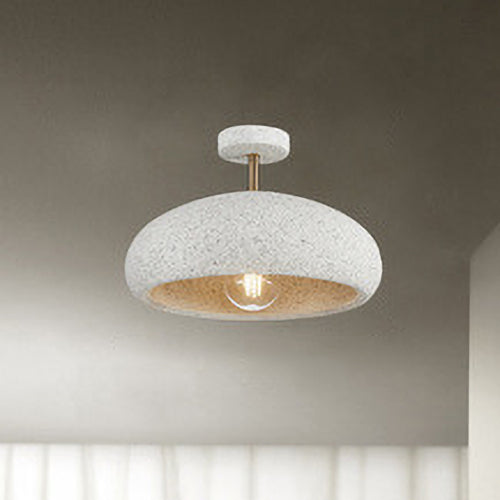 Moderne minimalistische ovale Gips-Eisen 1-Licht Semi-Flush-Montage Deckenleuchte 