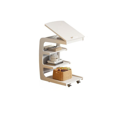 Table d'extrémité à couvercle rabattable en bois japonais traditionnel avec étagères de rangement à 4 niveaux pour salon 