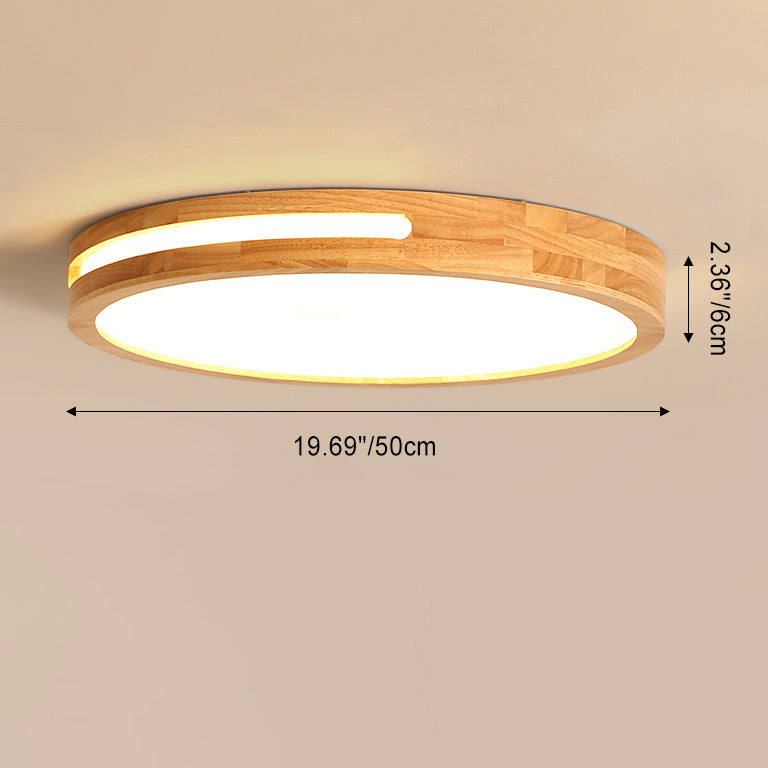 Moderne unbedeutende runde hölzerne Acryl-LED-Unterputz-Deckenleuchte für Schlafzimmer 