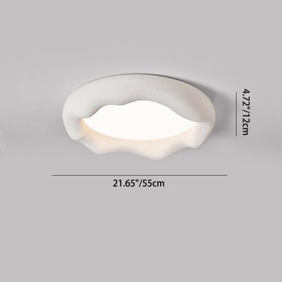 Plafonnier LED Rond en Fer et Fibre de Verre Minimaliste Moderne Crème pour Salon 
