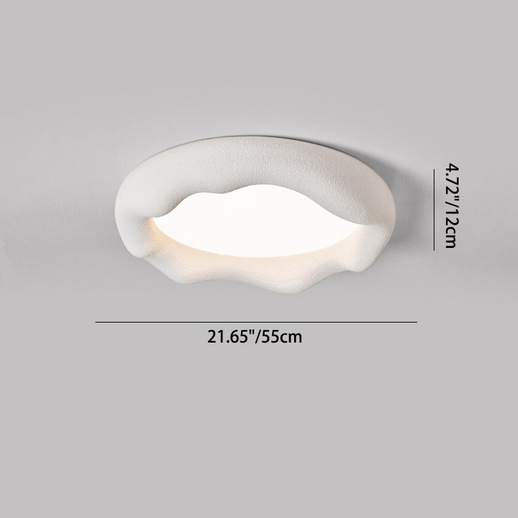 Plafonnier LED Rond en Fer et Fibre de Verre Minimaliste Moderne Crème pour Salon 