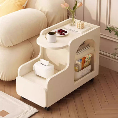Mesa Auxiliar de Madera con Panel de Densidad Rectangular Desmontable Minimalista Moderna de 2 Niveles para Sala de Estar 