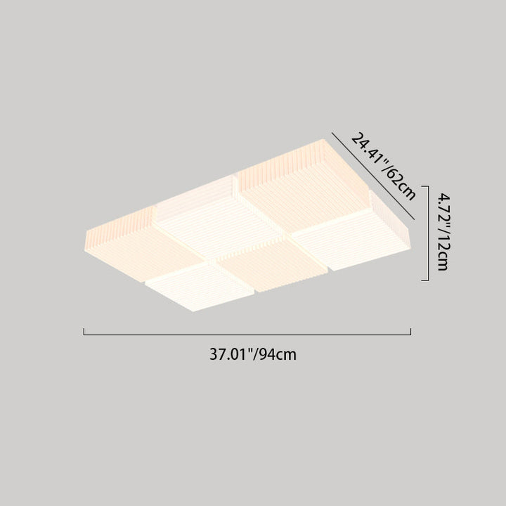Plafonnier LED moderne à monture affleurante avec abat-jour en cube nervuré PE pour salon 