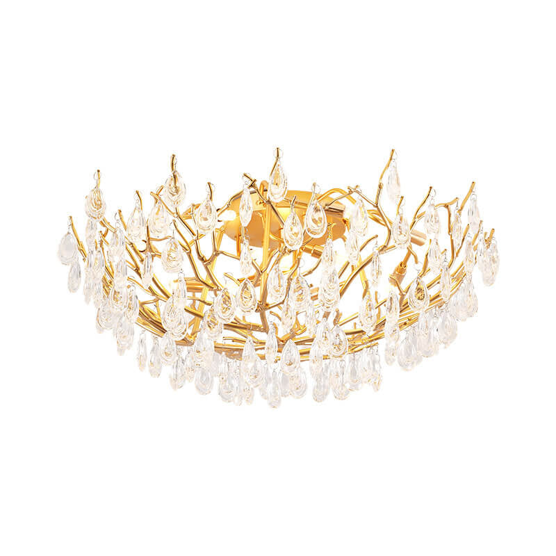 Europäisches Leichtluxus Gold Glamour Kristall 10/12-Licht Deckenleuchte 