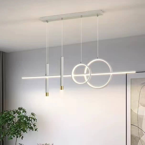 Moderne minimalistische Eisen-Silikon-Streifen-LED-Insel-Leuchte Kronleuchter für das Esszimmer 