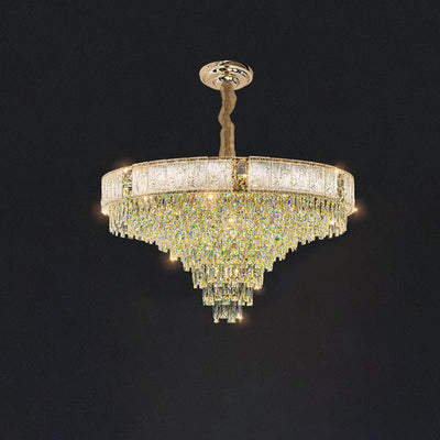 French Luxury Oval Crystal String Hardware 10/11/21-Light Chandelier