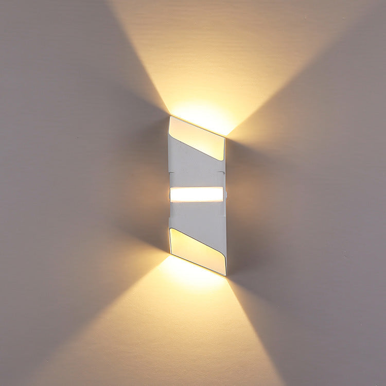 Contemporary Industrial Square Aluminum Glass Up And Down Beam Waterproof LED Wall Sconce Lamp For Outdoor Patio