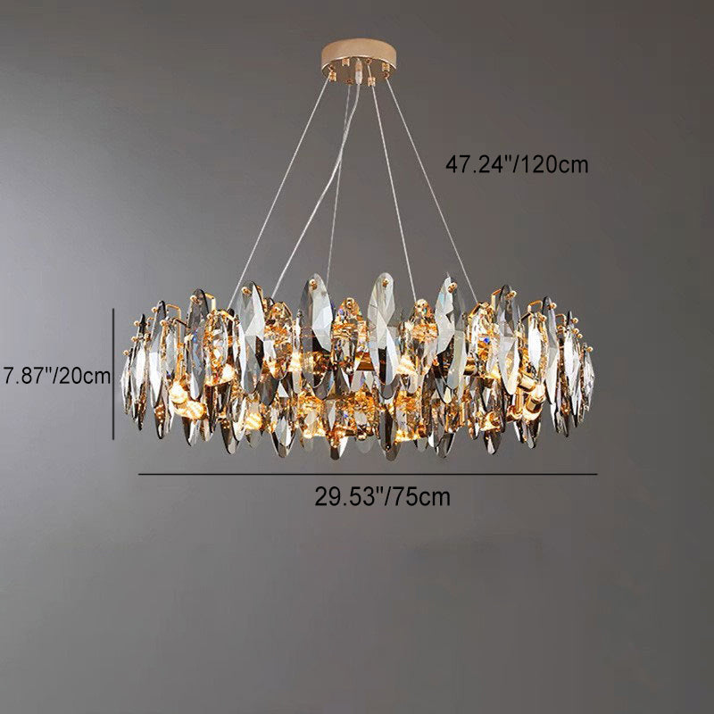 Lustre ovale moderne en cristal et fer avec 5/6/10 lumières pour salon 