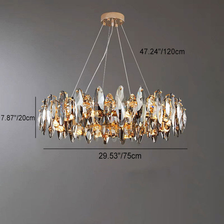 Lustre ovale moderne en cristal et fer avec 5/6/10 lumières pour salon 