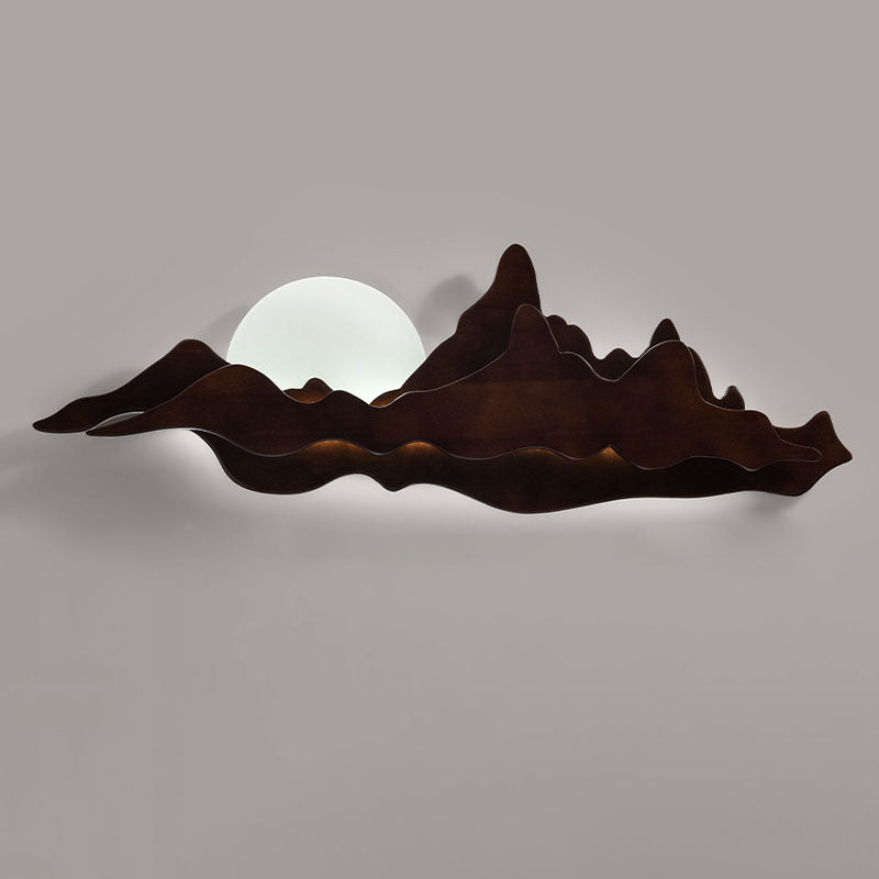مصباح حائط LED بتصميم المناظر الطبيعية الخشبية الصينية التقليدية لغرفة المعيشة 