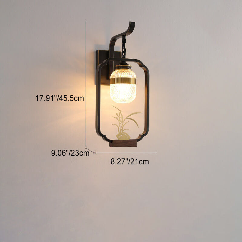 Moderne Vintage Leuchte Luxus Pflanze Kupfer Kristall Glas 1-Licht Wandleuchte 