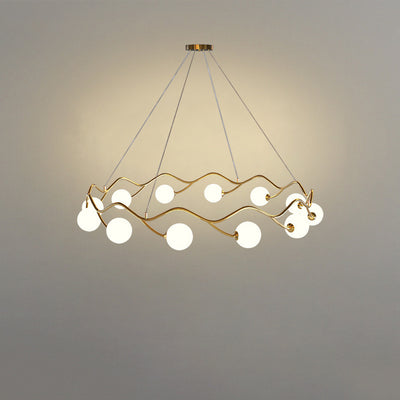 Moderne Nordic Metall Glas Runde Welle Ball Ring 8/10/12 Licht Kronleuchter Für Wohnzimmer 
