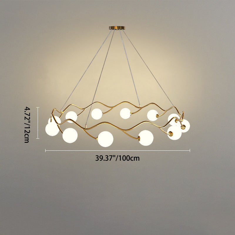 Moderne Nordic Metall Glas Runde Welle Ball Ring 8/10/12 Licht Kronleuchter Für Wohnzimmer 