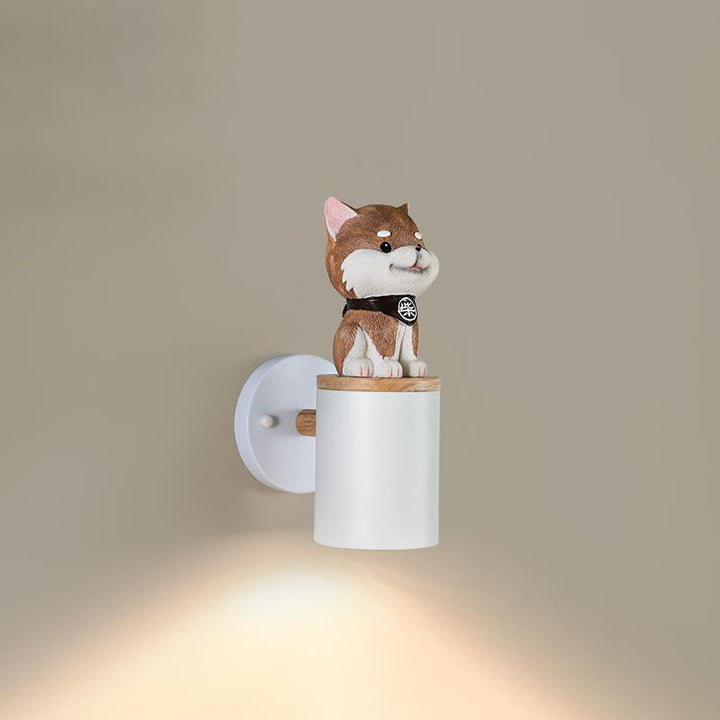 Applique murale 1 lumière en bois massif résine fer colonne de créature de dessin animé minimaliste moderne pour chambre 