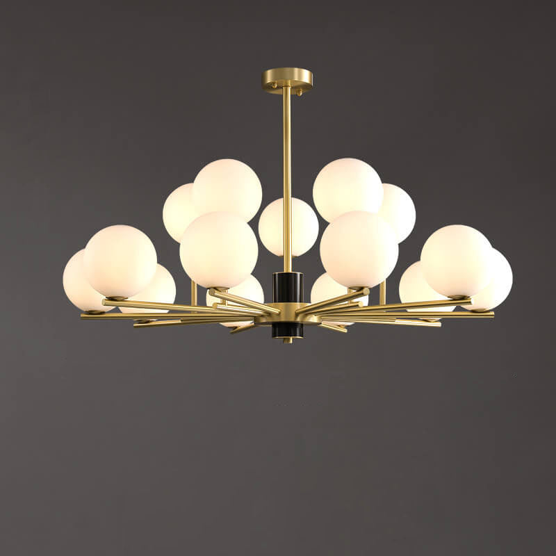 Modern Luxury Glass Round Ball Copper Branch 6/8/15 Light Chandelier For Living Room