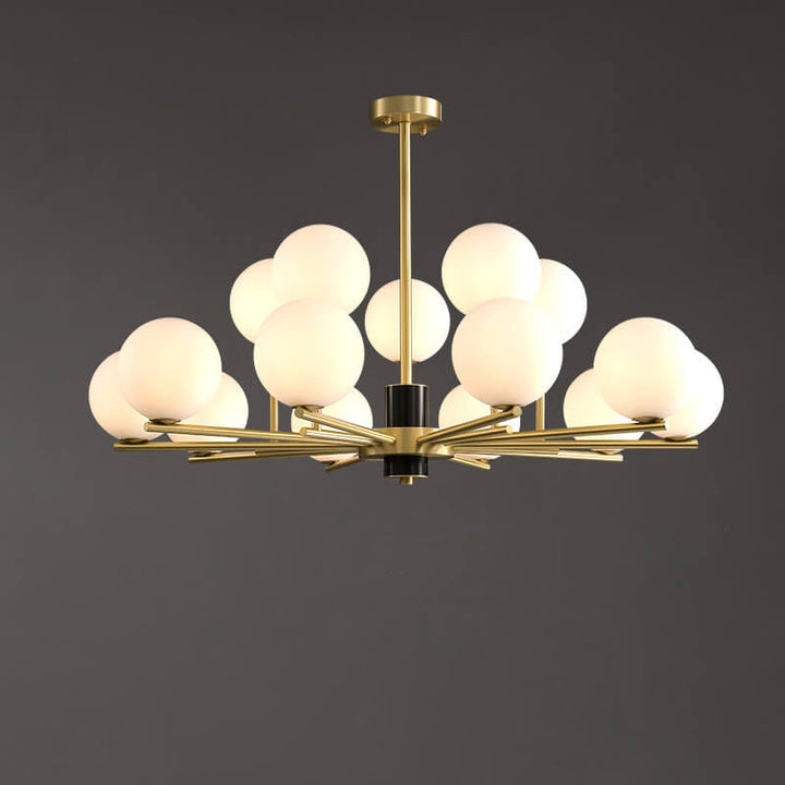 Modern Luxury Glass Round Ball Copper Branch 6/8/15 Light Chandelier For Living Room