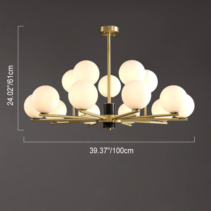Modern Luxury Glass Round Ball Copper Branch 6/8/15 Light Chandelier For Living Room