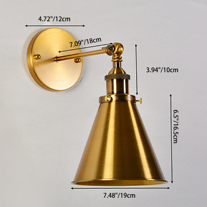 Lámpara de Aplique de Pared de 1 Luz de Cilindro Cónico de Hierro Retro Contemporáneo para Pasillo 
