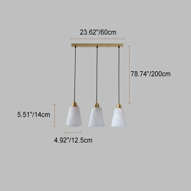 Hängende 3-Licht-Glockenschirm-Kronleuchter aus Bambusgeflecht aus Holz 