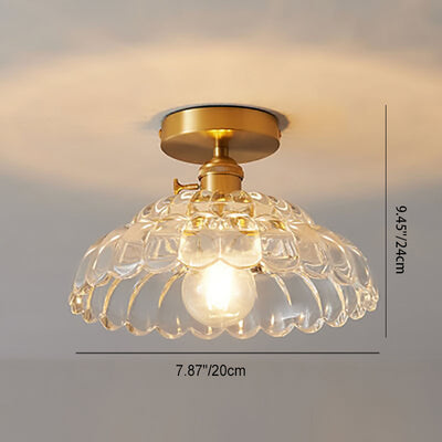 Modern French Minimalist Glass Flower Shape 1-Light Semi-Flush Mount Ceiling Light