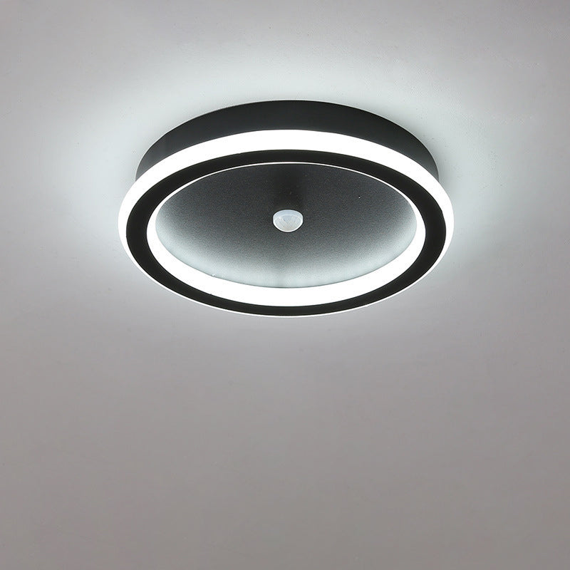 Plafonnier LED en fer aluminium PVC à montage affleurant rhombique rond minimaliste moderne pour salon 