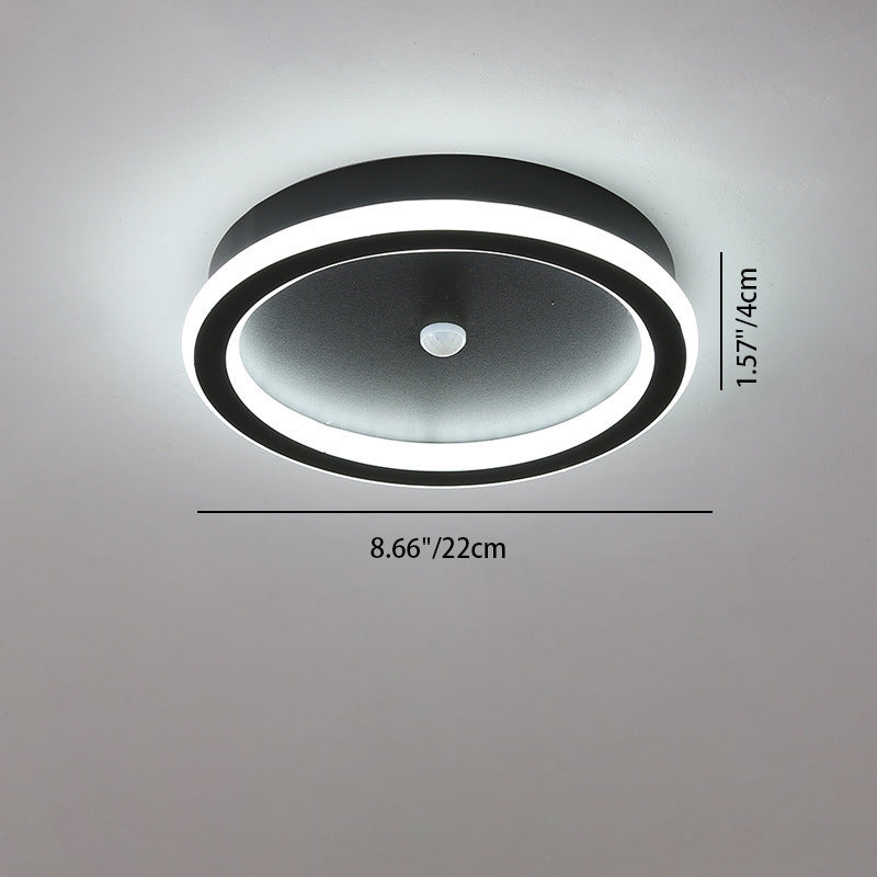 Plafonnier LED en fer aluminium PVC à montage affleurant rhombique rond minimaliste moderne pour salon 