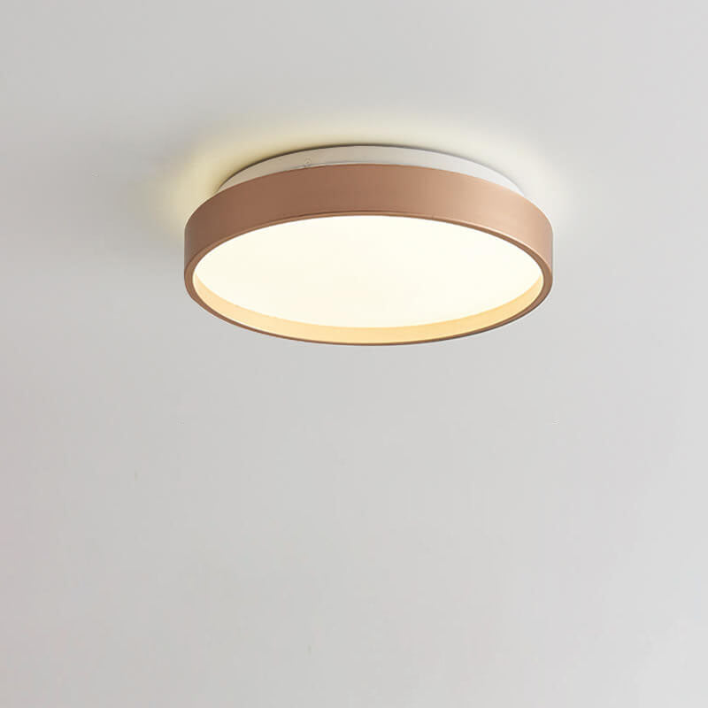 Modern Minimalist Round Solid Color Acrylic Iron LED Flush Mount Ceiling Light For Living Room &amp; Bedroom